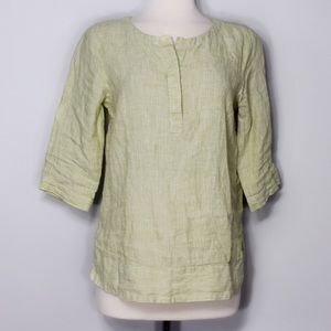 FINAL PRICE❗️CLOSET CLOSING J. Jill Yellow Green Striped Linen Button Down